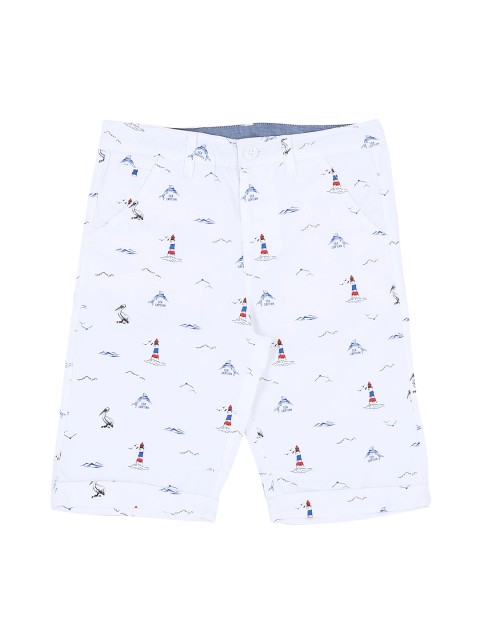 

Pantaloons Junior Boys White Printed Regular Fit Regular Shorts