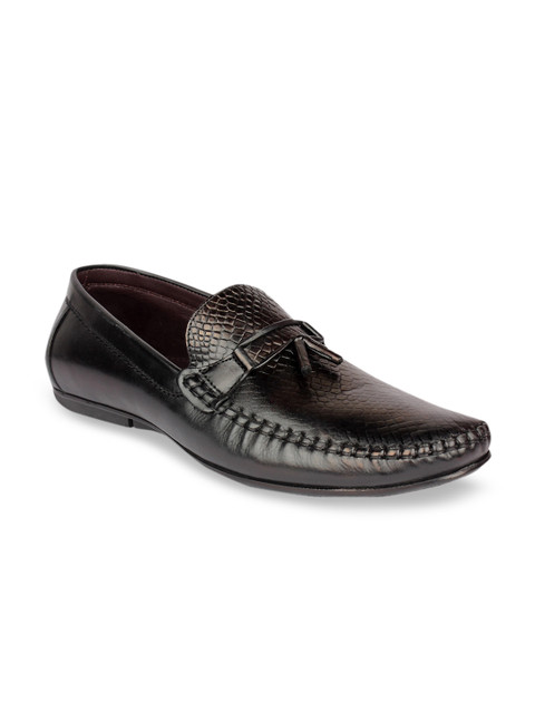 

Egoss Men Black Leather Loafers