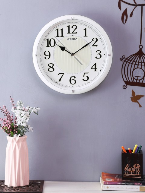 

SEIKO White Round Solid Analogue Wall Clock