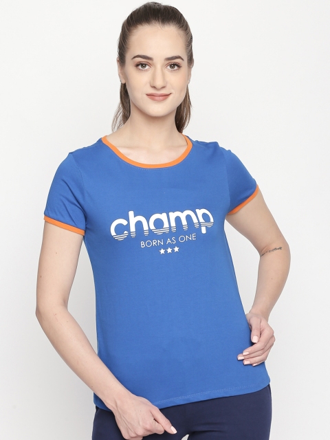 

Ajile by Pantaloons Women Navy Blue Printed Round Neck Pure Cotton T-shirt