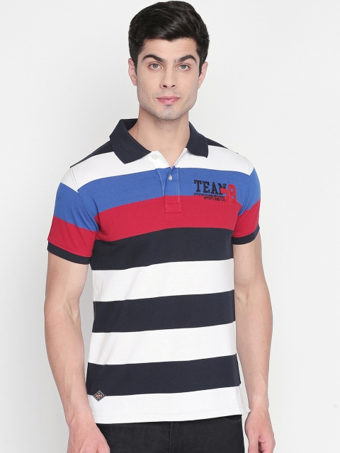 

ZIDO Men Multicoloured Striped Polo Collar T-shirt, Multi