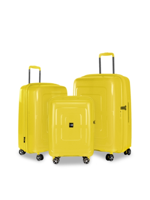 

Nasher Miles Set of 3 Yellow Solid Hard-Sided Trolley Bags