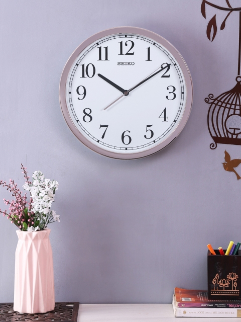 

SEIKO White Round Solid Analogue Wall Clock