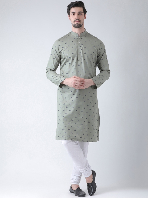 

DEYANN Men Grey & Blue Quirky Printed Quirky Kurta