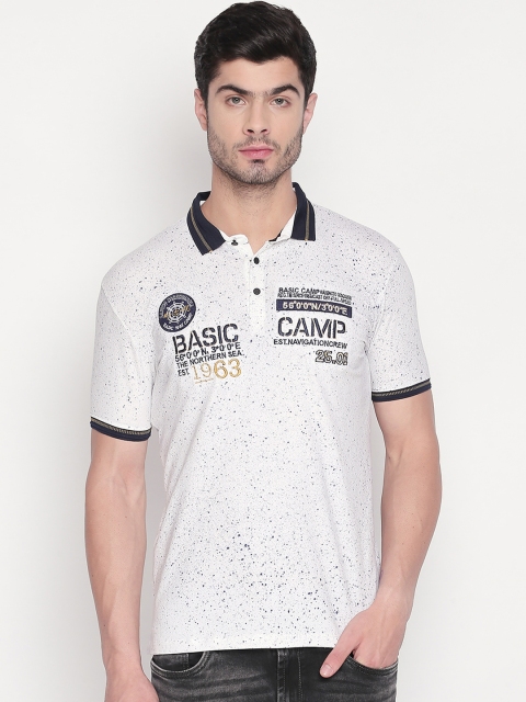 

ZIDO Men Off-White Printed Polo Collar T-shirt