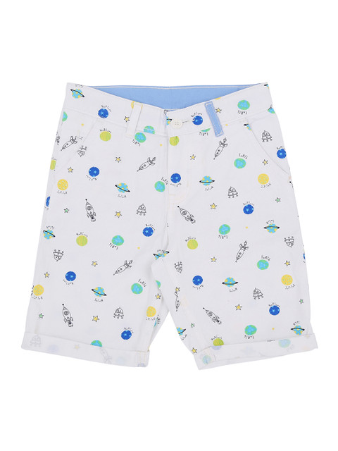 

Pantaloons Junior Boys White Printed Regular Fit Regular Shorts