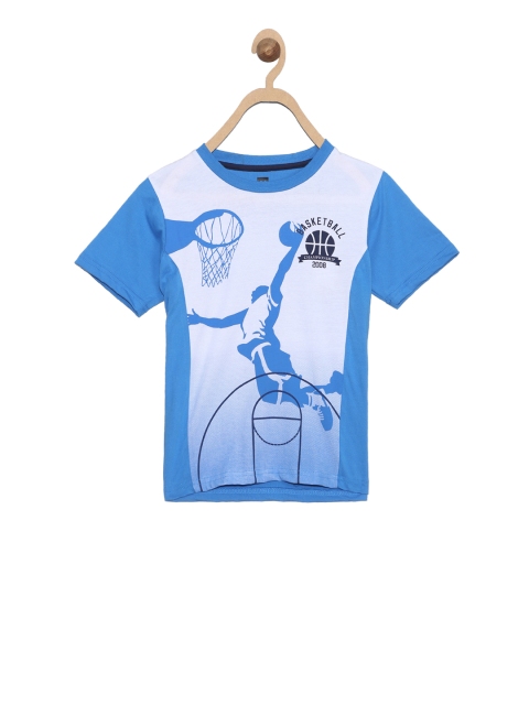 

612 league Boys Blue Printed Round Neck T-shirt