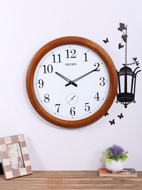 

SEIKO White Round Solid Analogue Wall Clock