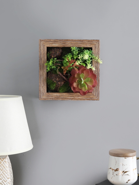 

OddCroft Brown & Green Floral Succulent Wall Planter