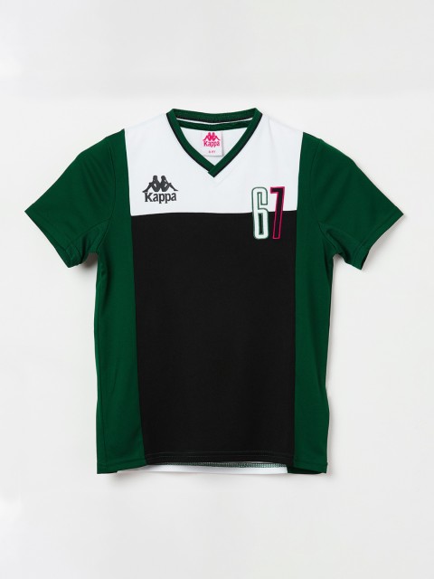 

Kappa Boys Green & Black Colourblocked V-Neck T-shirt