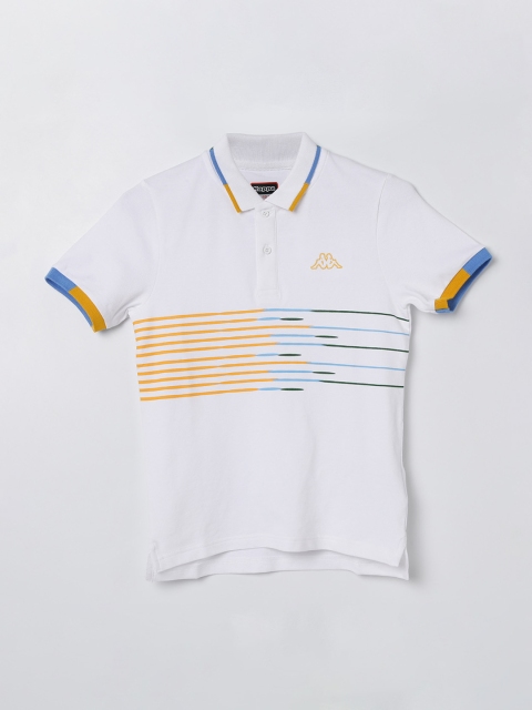 

Kappa Boys White Striped Polo Collar T-shirt