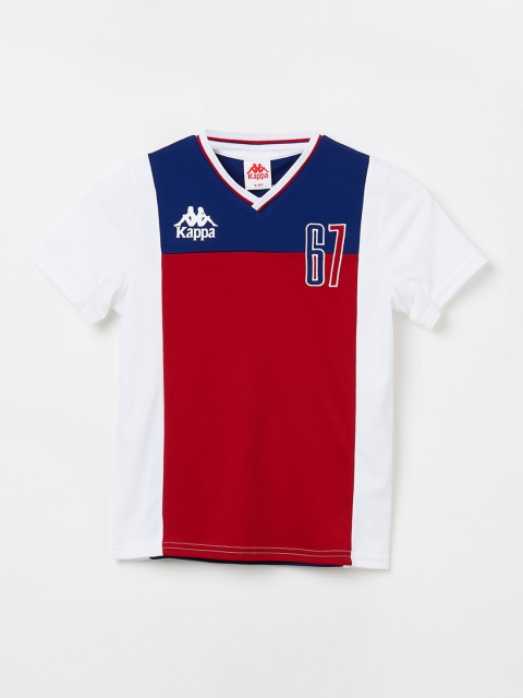 

Kappa Boys Red Colourblocked V-Neck T-shirt