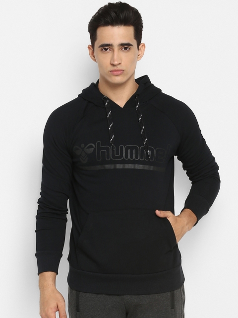 

hummel Men Black Printed Hooded Sweatshirt