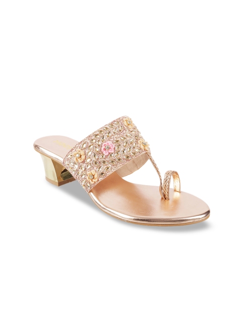 

Mochi Women Gold-Toned Woven Design Heels