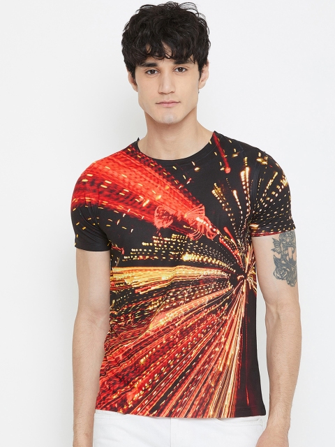 

Wear Your Mind Men Orange Printed Round Neck T-shirt