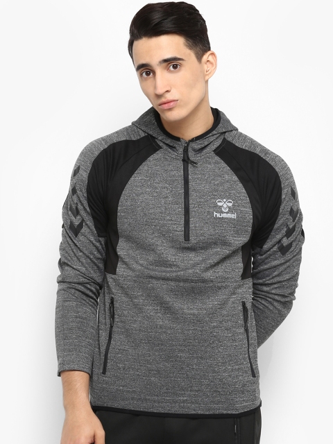 

hummel Men Black Colourblocked Hooded Sweatshirt