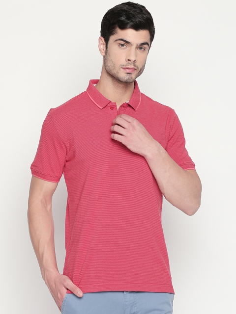 

Urban Ranger by pantaloons Men Red Solid Polo Collar Pure Cotton T-shirt