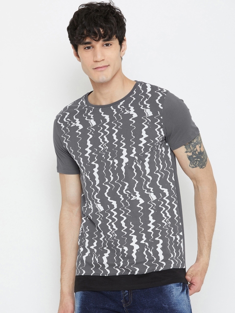 

Wear Your Mind Men Grey Printed Round Neck T-shirt