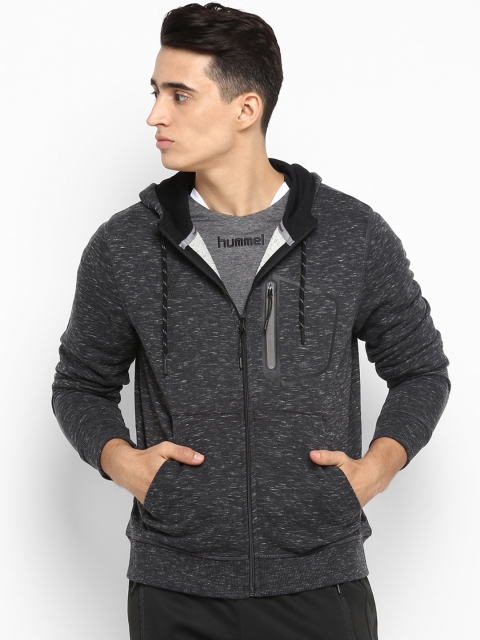 

hummel Men Black Solid Hooded Sweatshirt