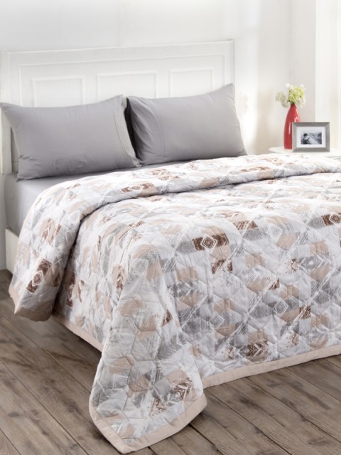 

MASPAR Beige Abstract AC Room 110 GSM Double Bed Quilt