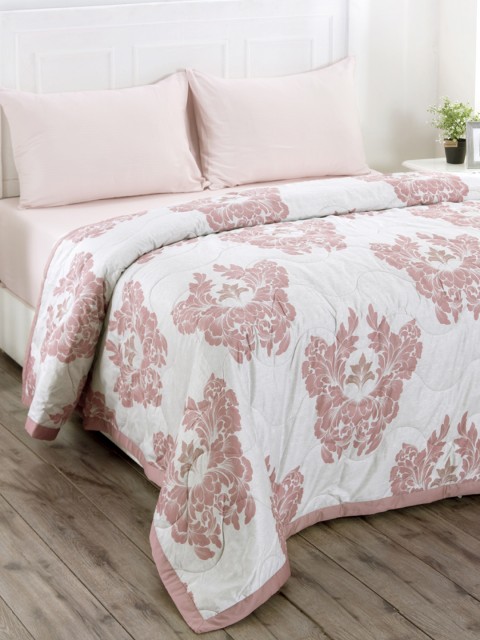 

MASPAR Pink Floral AC Room 110 GSM Double Bed Quilt