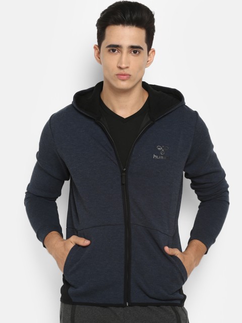 

hummel Men Blue Solid Hooded Sweatshirt