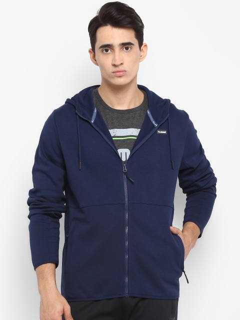 

hummel Men Navy Blue Solid Hooded Sweatshirt
