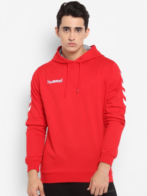 

hummel Men Red Solid Hooded Sweatshirt