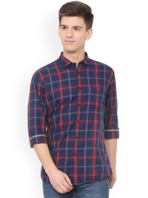 

Louis Philippe Men Blue & Red Slim Fit Checked Casual Shirt