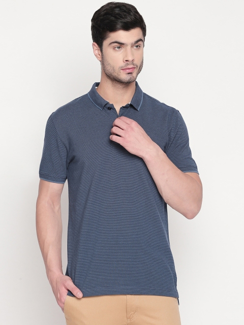 

Urban Ranger by pantaloons Men Navy Blue Solid Polo Collar Pure Cotton T-shirt