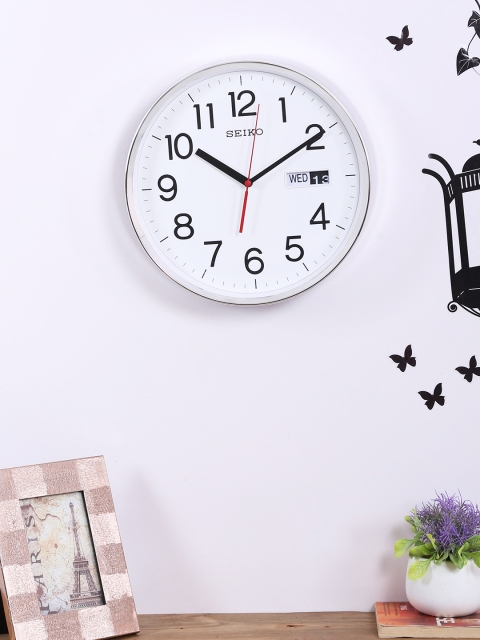 

SEIKO White Round Solid Analogue Wall Clock