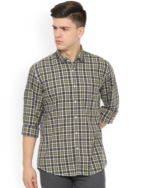 

Louis Philippe Sport Men Green & Blue Slim Fit Checked Casual Shirt