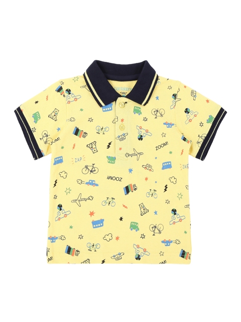 

Pantaloons Baby Boys Yellow Printed Polo Collar T-shirt