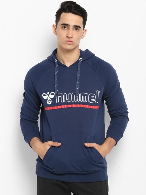 

hummel Men Blue Printed Hooded Sweatshirt