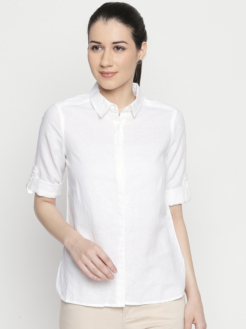 

Annabelle by Pantaloons Women White Regular Fit Solid Casual Shirt