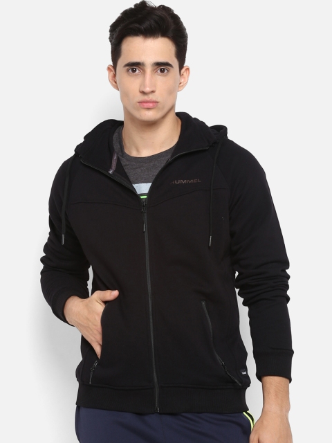 

hummel Men Black Solid Hooded Sweatshirt