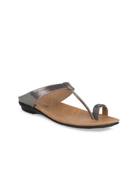

SOLES Women Grey Solid One Toe Flats