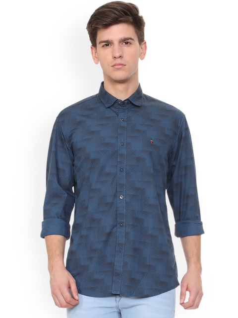 

Louis Philippe Men Blue Slim Fit Striped Casual Shirt