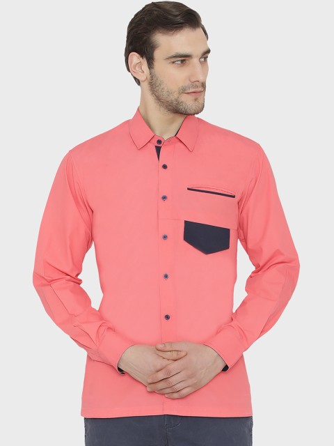 

Raas Men Peach-Coloured Regular Fit Solid Casual Shirt