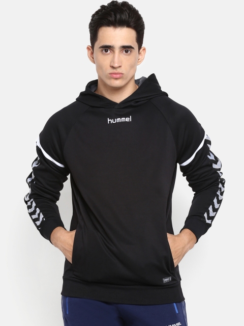 

hummel Men Black Solid Hooded Sweatshirt