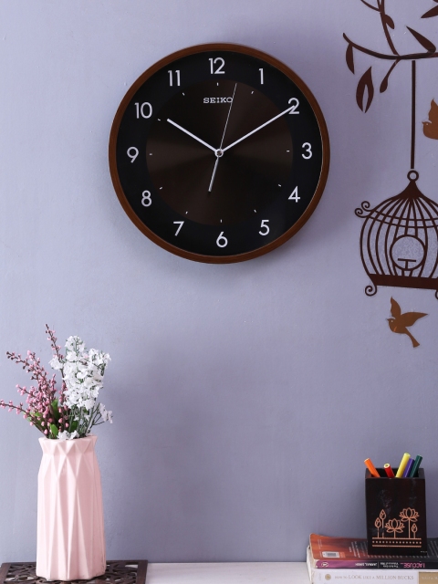 SEIKO Black Round Solid Analogue Wall Clock QXA615ZN
