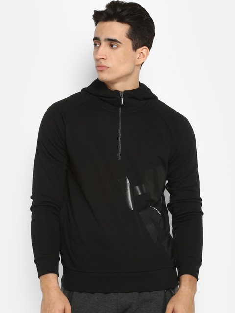

hummel Men Black Printed Hooded Sweatshirt