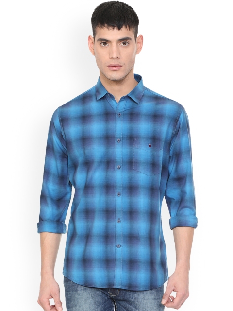 

Louis Philippe Men Blue Slim Fit Checked Casual Shirt