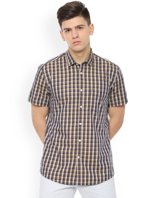 

Louis Philippe Sport Men Beige & Blue Slim Fit Checked Casual Shirt