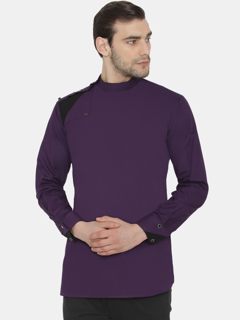 

Raas Men Purple Colourblocked Straight Kurta