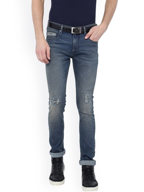 

Louis Philippe Men Blue Slim Fit Mid-Rise Low Distress Jeans