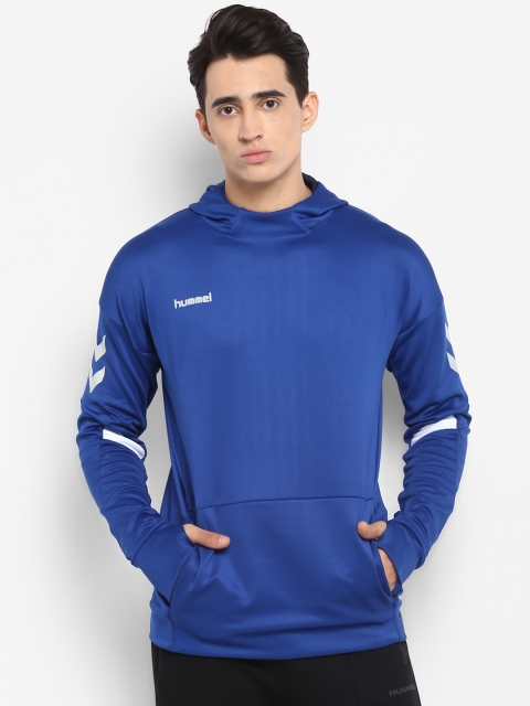 

hummel Men Blue Solid Hooded Sweatshirt