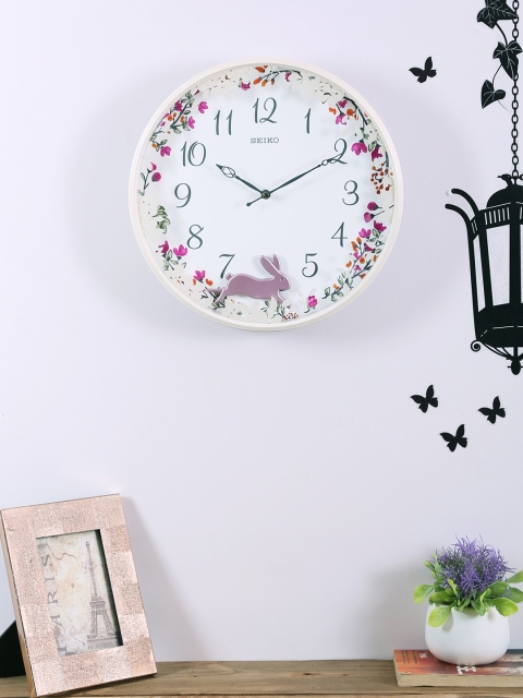 

SEIKO White Round Solid Analogue Wall Clock