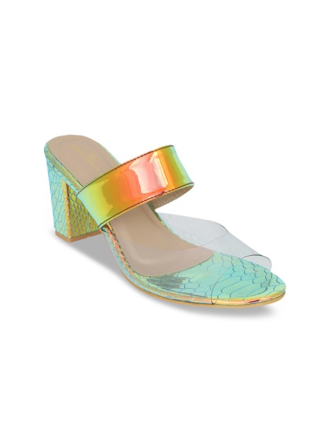 

pelle albero Women Gold-Toned & Green Solid Heels
