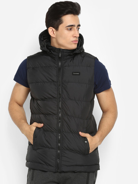 

hummel Men Black Solid Puffer Jacket